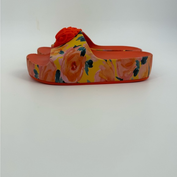 Kurt Geiger London Eagle Chunky Floral Platform Slide Orange Summer Sandals - Picture 16 of 17
